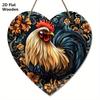 Heart-shaped Wooden Sign with Rooster Pattern, Decorative Plaque & Sign for Front Door Wall Hanging Decor, Ideal Home Hanging Decoration