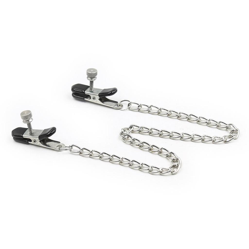 Silver Chain Nipple Clamps for Women - Erotic Female Masturbation Device without Bells