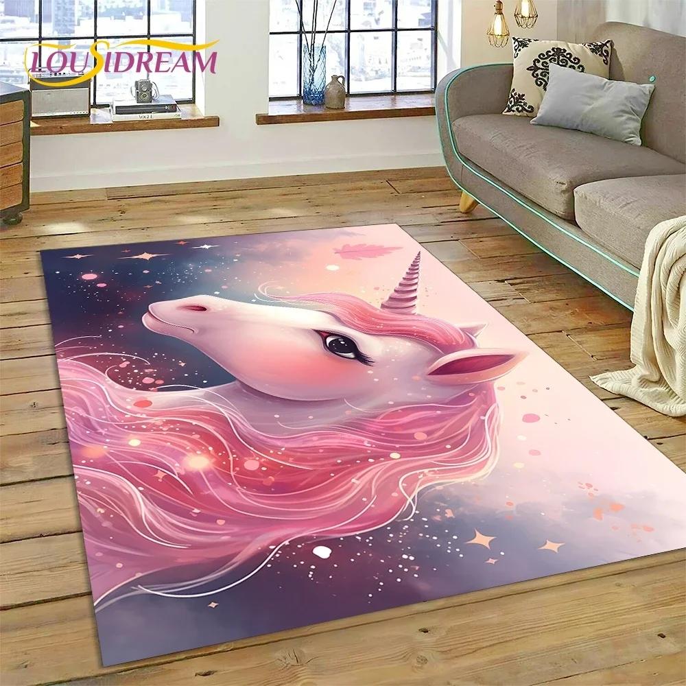 3D Cute Dream Unicorn Cartoon Girl Carpet Rug for Bedroom Living Room Home Sofa Decoration,Children Game Large Decor Floor Mat