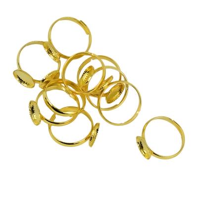 10 Pieces Adjustable Blank 10mm Bezel Cabochon Ring DIY Making
