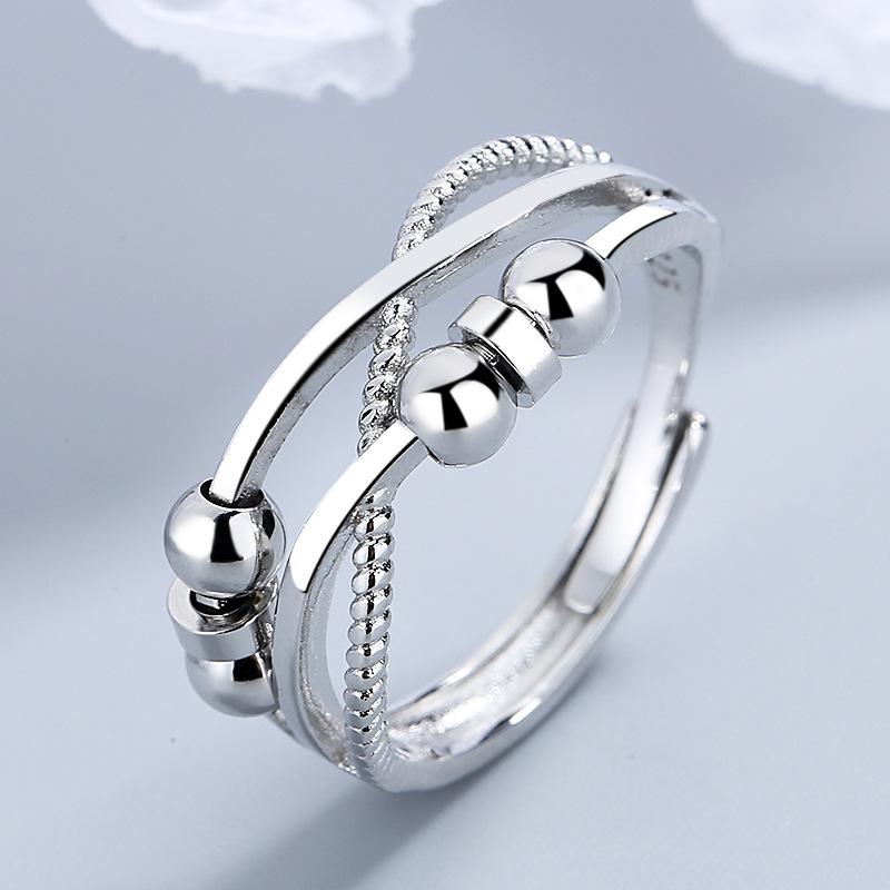 

2026 Smart Fashion Simple Personality Double Layer Cross Wrap Niche Rotating Ring Women s Jewelry Resizable