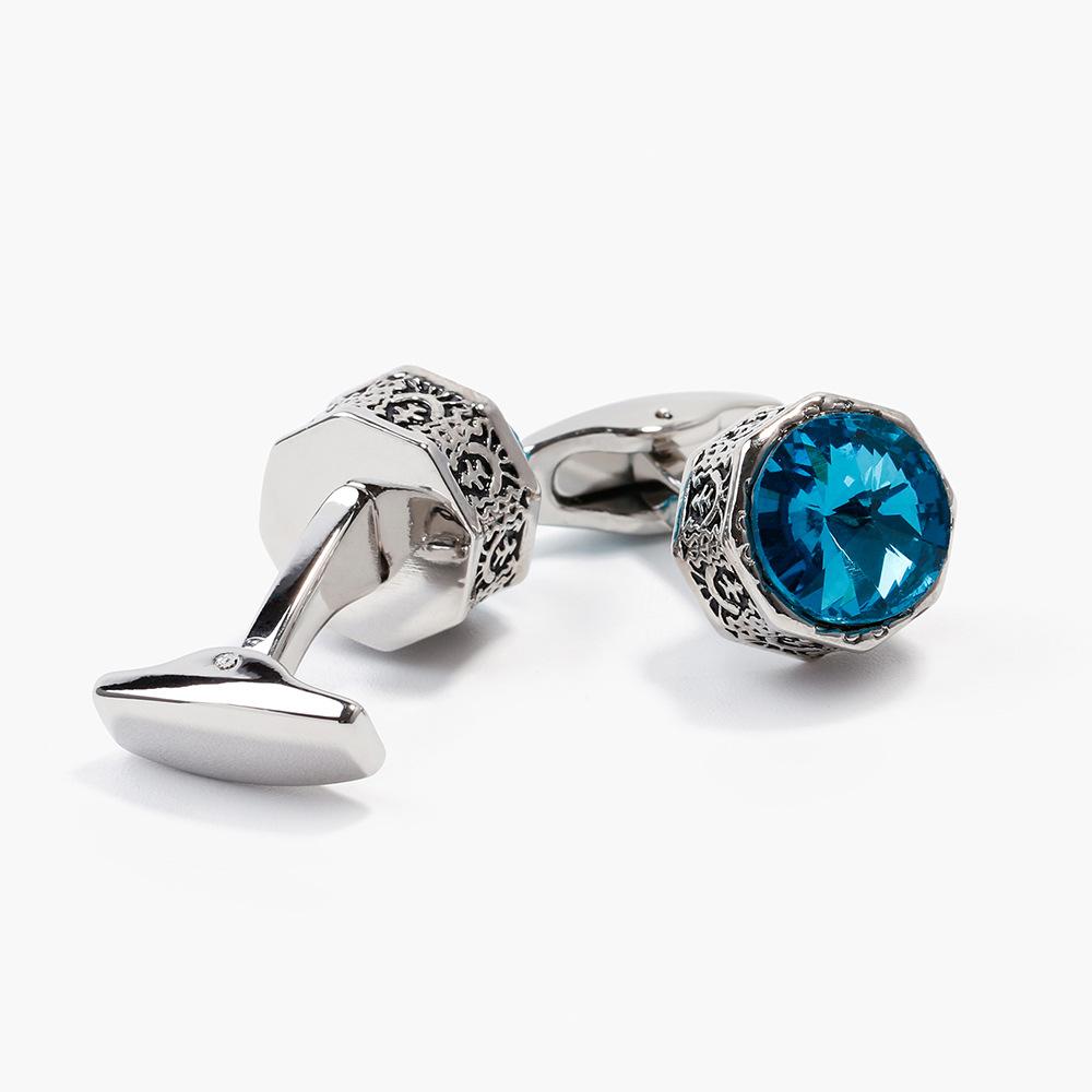 Men's cufflinks cross-border hot-selling fashion creative exquisite crystal blue green shirt accessories 1 pair wholesale