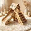 Golden Hamster Wooden House & Climbing Ladder Set - Interactive Hideout Toy