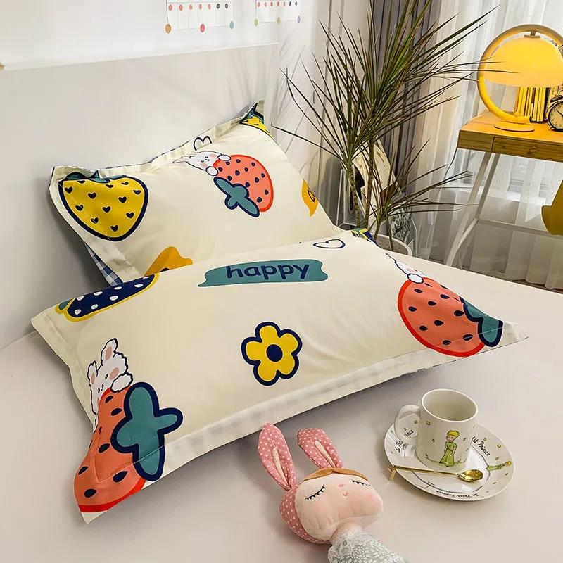 Cartoon-Kissenbezug, ein Paar Kissenbezüge aus reiner Baumwolle für den Haushalt von Erwachsenen, Kissenbezüge für Studentenwohnheime