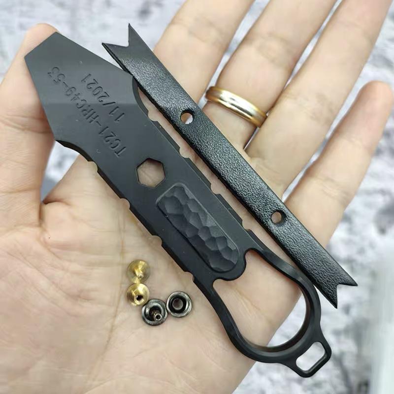 110mm TC21 Titanium Alloy Crowbar EDC Multifunctional Pry Bar Bottle Opener Hexagonal Bit Lanyard Included Outdoor Pocket Tools чёрный