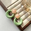 Hong Kong Retro Color Block Resin Stud Earrings - Niche High-End Fashion for Women