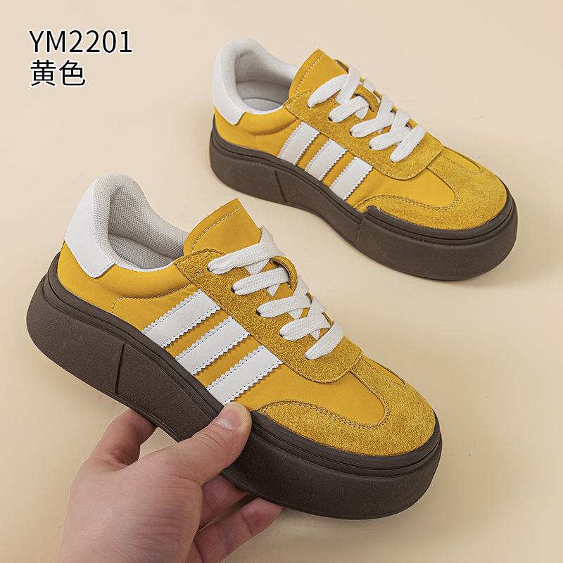 Dexun shoes spring and autumn new light and comfortable leather thick baseplate shoes casual Forrest Gump shoes 35 жёлтый