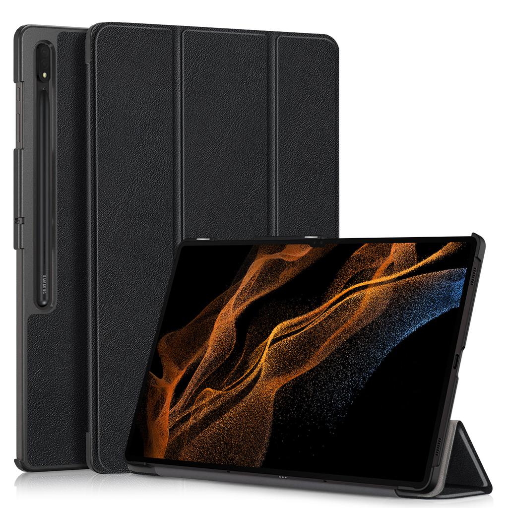 Mágneses TPU bőr toll foglalatú táblagépborító Samsung Galaxy Tab S9 Ultra 14,6 hüvelykes forgó, kihajtható állvány, három összecsukható, vékony, könnyű