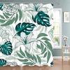 Botanical Flower Shower Curtain Tropical Leaves Fresh Flowers Polyester Fabric Washable Shower Curtain Bathroom Decor With Hooks