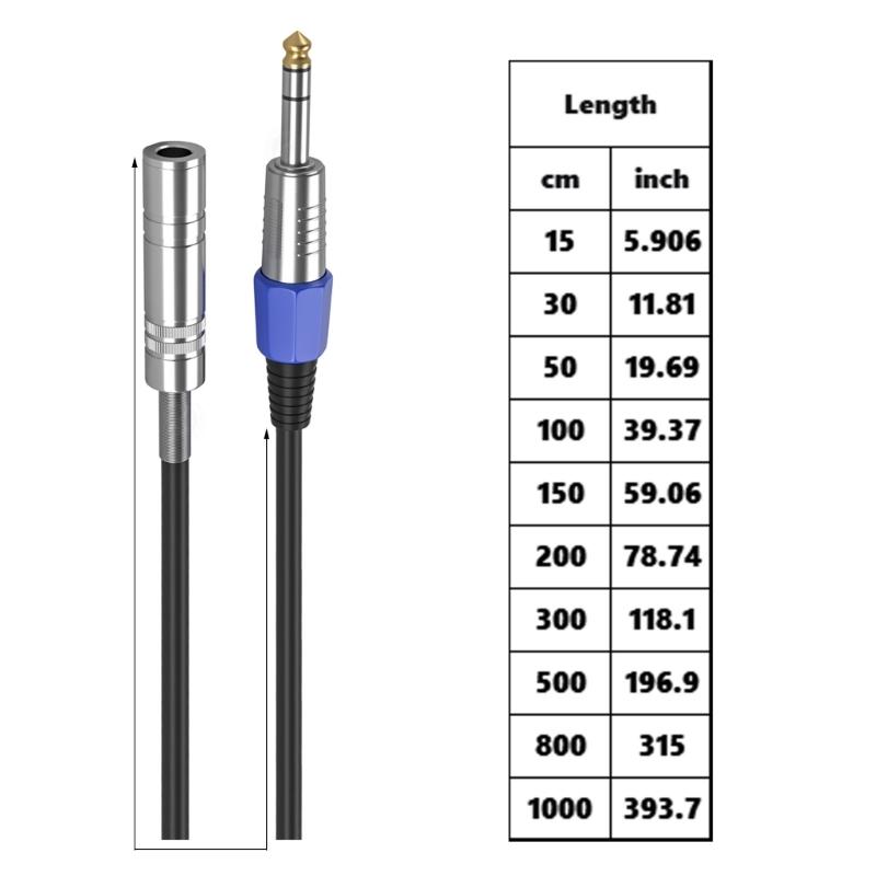 6.35mm Sound Extension Cable Male to Female 6.35 Auditory Extender Cord, Straight or Right Angle Connection