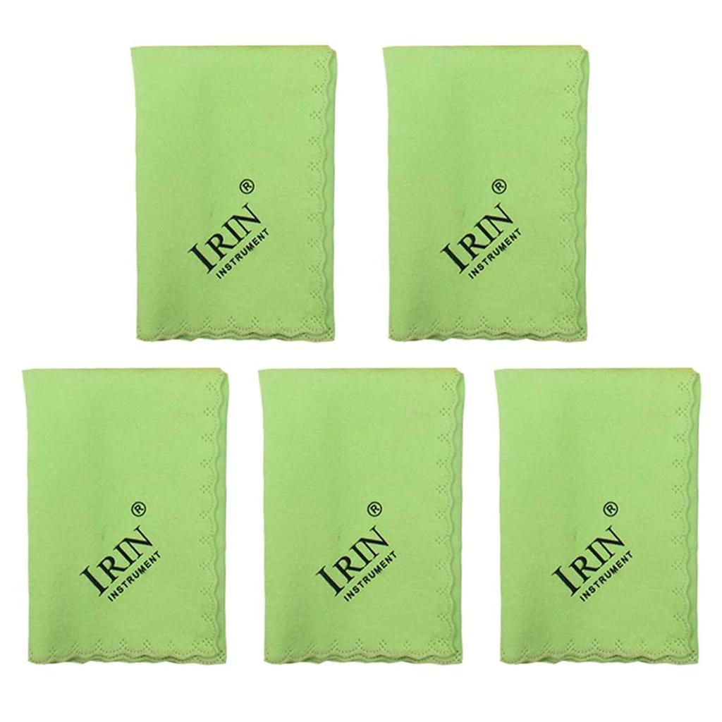 Chaojibao 5 Pieces 5 Colors Microfiber Cleaning Cloth for Musical Luxury Cloth for Musical Instruments Guitar Bass Piano Cleaning Instruments, (Green)