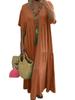 New V-Neck Irregular Multicolor Long Swing Dress - Available in Multiple Sizes