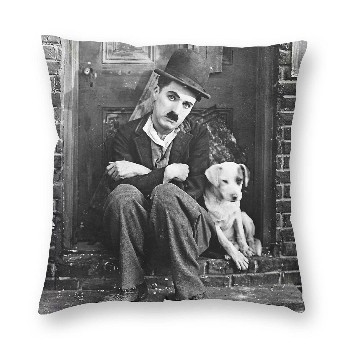 Charlie Chaplin A Dogs Life Square Pillowcase Polyester Linen Velvet Pattern Zip Decor Pillow Case Home Cushion Case 30x30cm