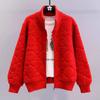 Women Knitted Sweater Coat Zipper Cardigan Coat Cashmere Warm Long Sleeve Jacket Loose Casual Outerwear Autumn Winter