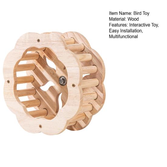 Wooden Bird Perch Toy Interactive Spinning Wheel Parakeet Perch Rotating Wheel Bird Cage Toy for Cockatiels Conures Enrichment And Exercise