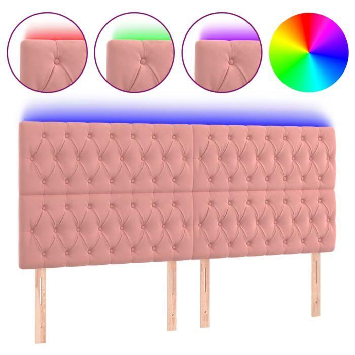 VidaXL Tête de Lit à LED Meuble de Chambre à Coucher Accessoire de Lit Double Tête de Cadre de Lit Intérieur Rose 3122825