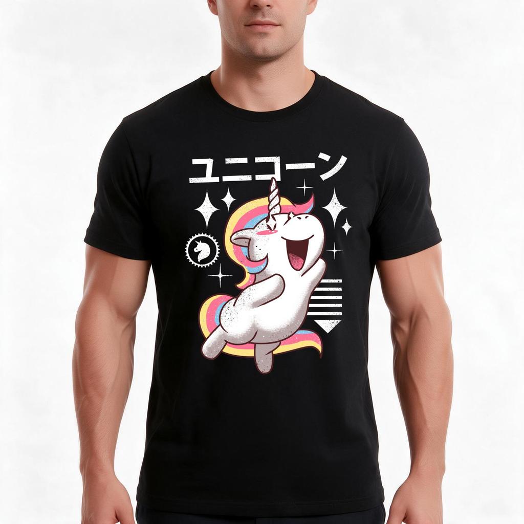 Kawaii Unicorn Tshirt Summer Casual Cotton Tee Oversized Streetwear Tops Vintage Graphic Print Loose Fit Short Sleeve