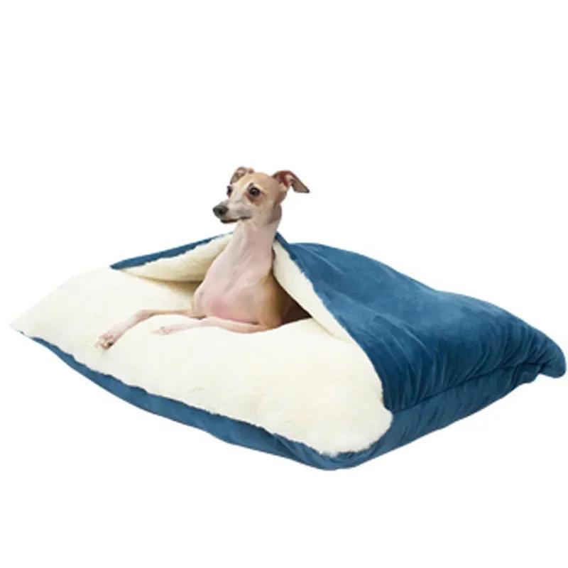Waschbares Winter Haustierbett Warm Hunde Zwinger Abnehmbar Bissfest Welpen Sofa Kissen Plüsch Katzenmatte für Großes Haustier Schlafsack