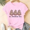 Women Oh, Christmas Tree Graphic T Shirt Vintage Aesthetic Tees Snack Cakes Christmas Print Short Sleeve Casual Streetwear Top