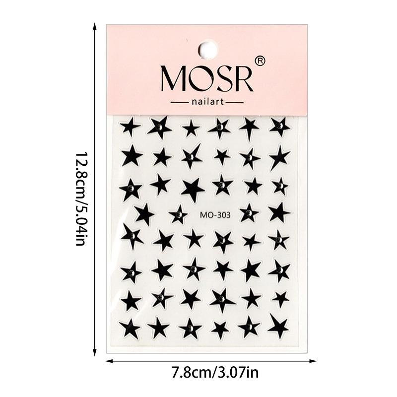 3D Oregelbundet Pentagram Med Nagelklistermärken Y2K Satr Nagelkonst Dekaler Starlight Charm Folier Dekoration Självhäftande
