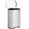 Kitchen Pedal Bin, 50L Rubbish Waste Bin, with Plastic Inner Bucket, Hinged Lid, Soft Closure, Odour Proof and Hygienic, Silver