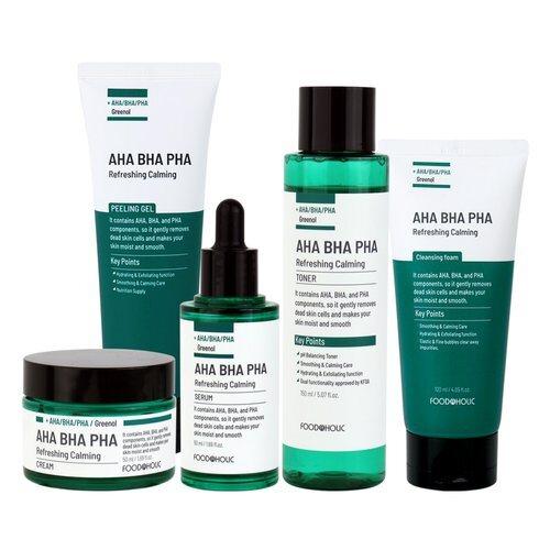 [FoodaHolic] AHA BHA PHA Refreshing Calming 5-piece set (Toner + Serum + Cream + Foam + Peeling Gel)