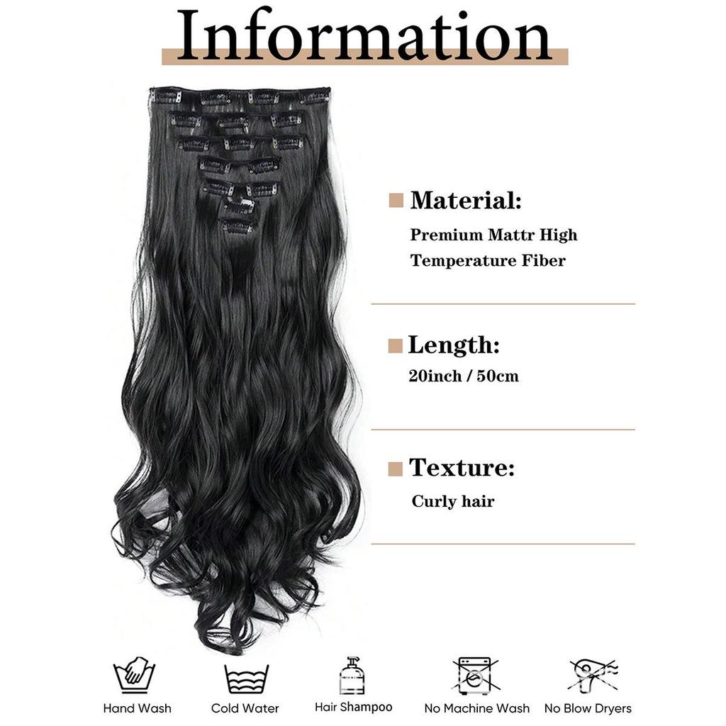 7-Piece European & American Long Curly Hair Extensions with 16 Clips