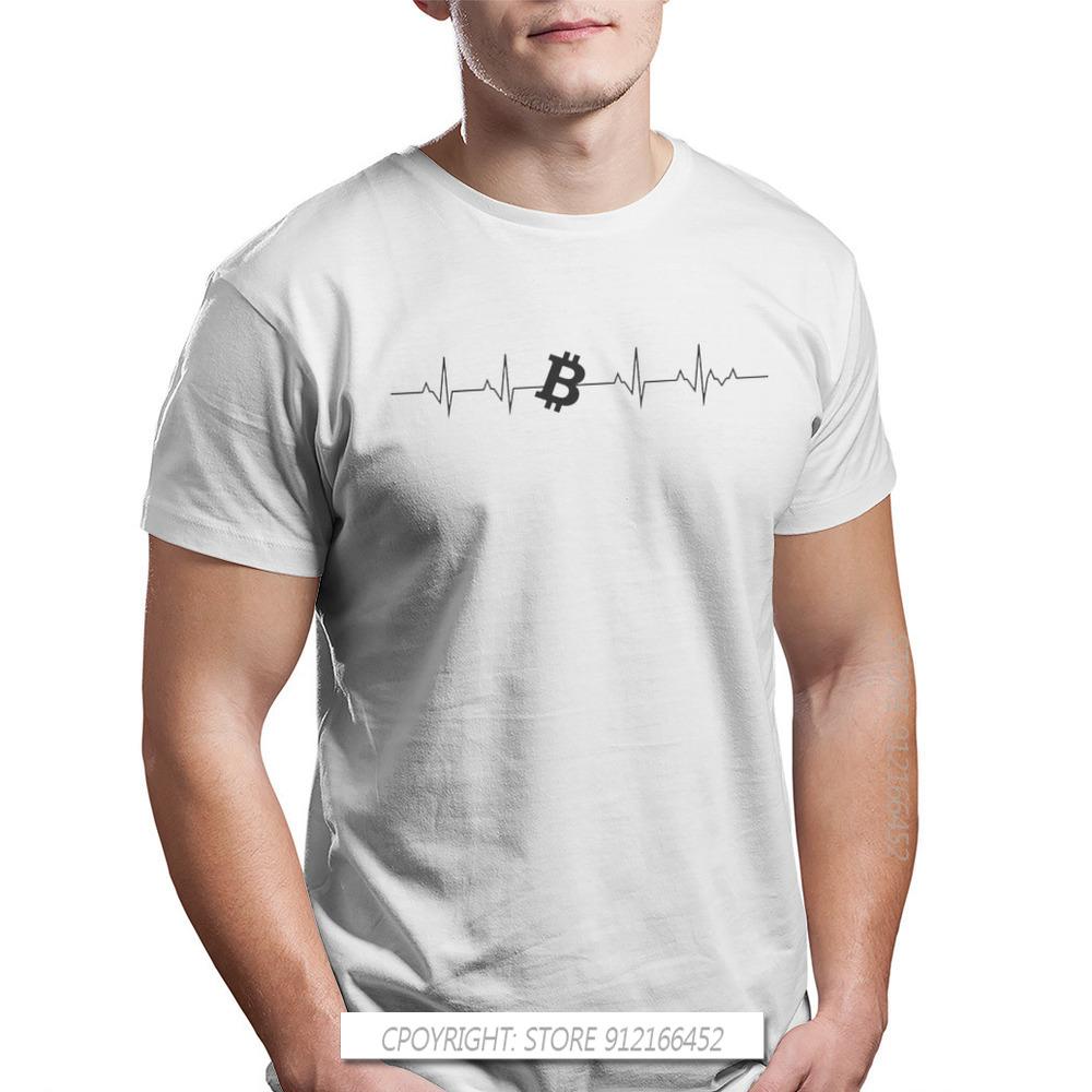 Bitcoin Sign Art Satoshi Nakamoto Heartbeat T Shirt Men Clothing Harajuku Fashion Tshirt Graphic