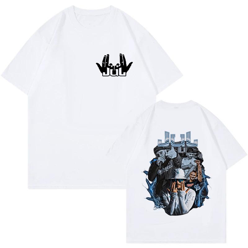 Rapper Jul Gesture Logo Printed Tshirt Unisex and Women Summer Cotton Y2K Clothing Hip Hop Fashion Short Sleeve Tops Streetwear