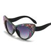 High-Quality Vintage Oversized Cat Eye Diamond Cake Sunglasses Women Female Luxury  Designer Punk Sun Glasses Trendy Sexy Ladies Shades