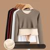 Women's  Autumn Winter Round Neck with Velvet Lining Sweater Thickened Wear Thermal Clothes Long-sleeved T-shirt Bottoming Shirt