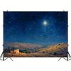 1pc Bethlehem Birth Scene Background - Religious Party Decorations and Houses On the Hillside, Starry Sky and Shining St