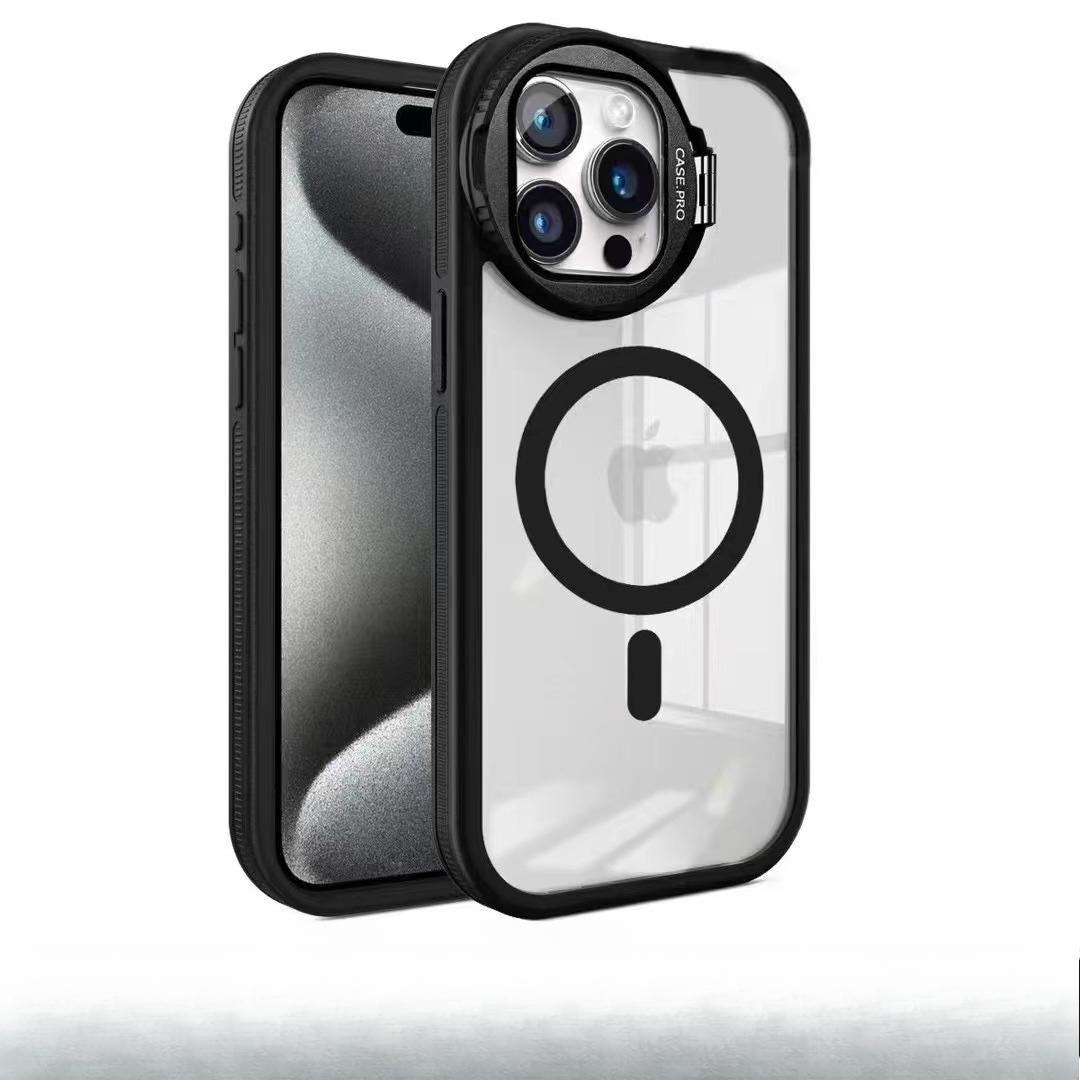 

Круглый пленочный кронштейн для объектива Подходит для чехла для мобильного телефона iPhone 16 Магнитная присоска Apple 15proMax Противоударный 14 Защитный чехол iPhone16 чёрный