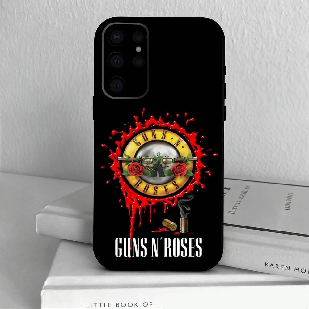 Band G-Guns-S N R-Roses Phone Case For Samsung S25,S24,S21,S22,S23,S30,Ultra,S20,Plus,Others Soft Black Cover