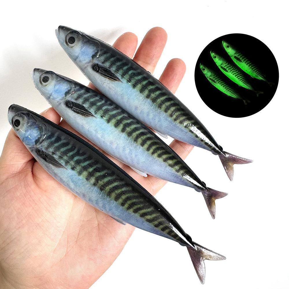 3pcs PVC Material Soft Fishing Bait 3D Simulation Luminous Fishing Lures Saltwater Fishing F(luminous+UV) 3PCS