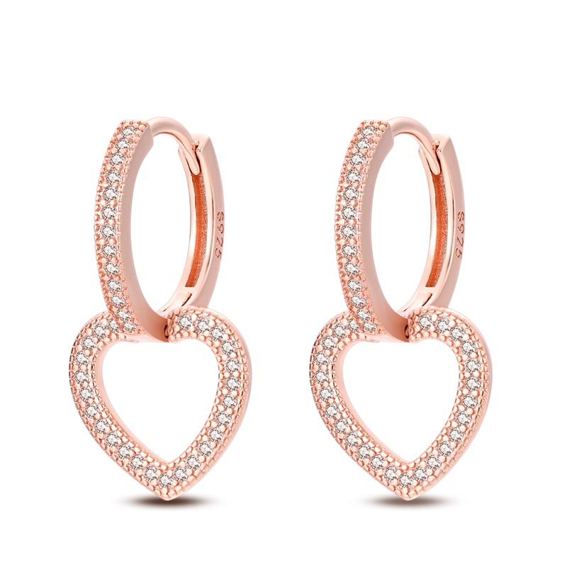 925 Silver Rose Gold Snake Bone Star Heart-Shaped Women Earring Brilliant Wedding Engagement Star Earrings Jewelry Gift