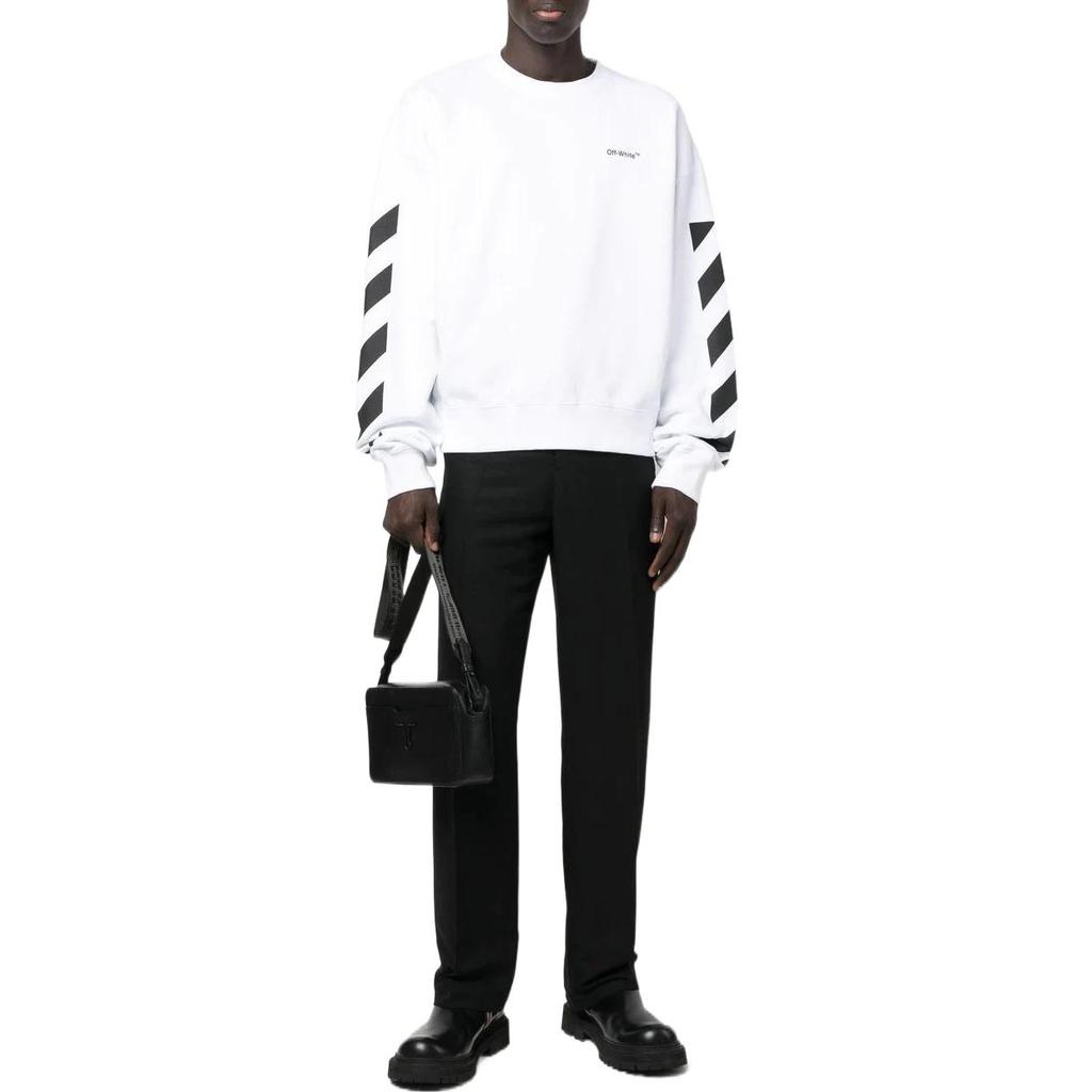 Off-White Diagonal Helvetica Oversized Sweatshirt White Men Tops OMBA058C99FLE0010110