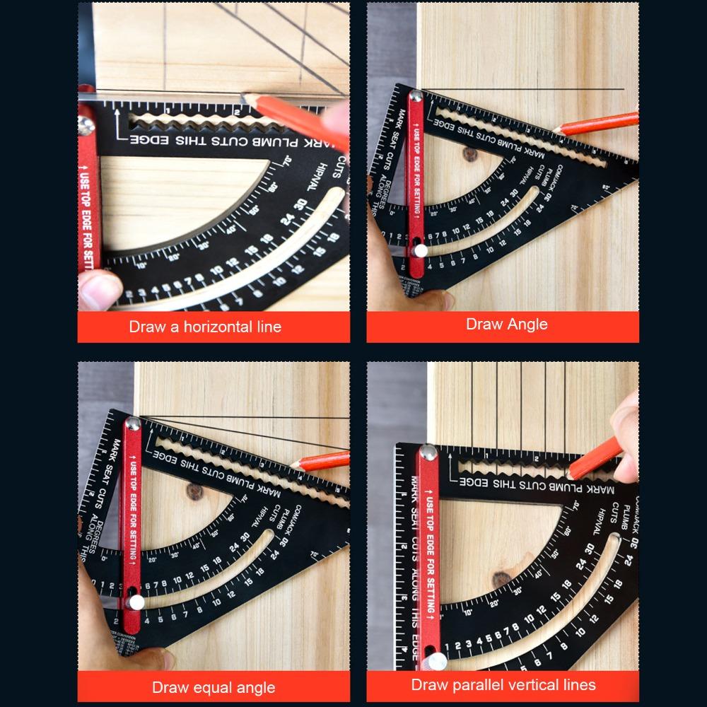 Adjustable Angle Woodworking Triangle Ruler 7 Inch Adjustable Rafter Framing Square Framing