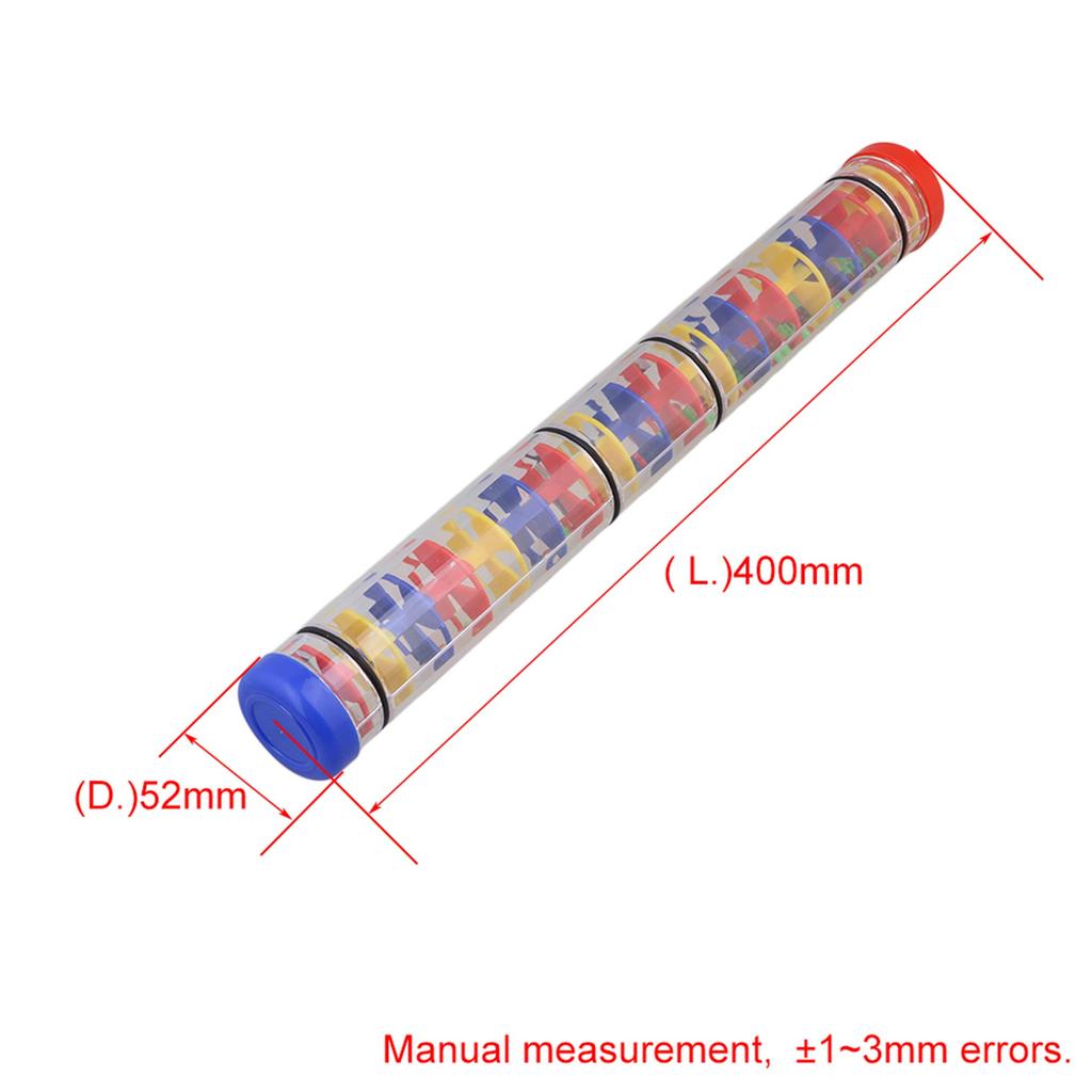 Yibuy 40 x 5.2cm Multicolor Plastic Rain Rattle Rain Stick Rainmaker Ball with Musical Sensory Hearing Device Rainbow Stick Maracas Rattle