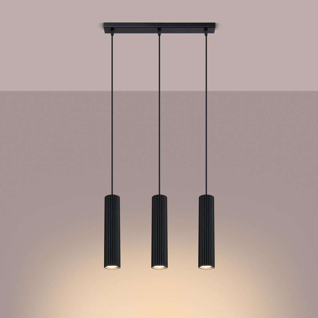 Lampa Wisząca Karbon 3 Gu10 Czarny Alu Sollux Sl.1575