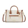 Carine Gold Logo Pendant Classic Print Faux Leather Boston Bag Women Handbags Brown Gray 35F2GCCS2B-150
