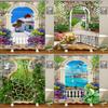 3D European Rural Town Flowers Landscape Printing Bathroom Waterproof Shower Curtain Polyester Curtain Home Decoration Curtain