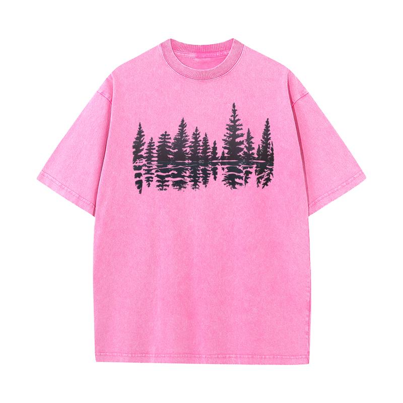 Letter Plants and Trees O Neck Vintage T Shirt Lovers Day Tees Short Sleeve for Male Discount Pure Cotton Funny Washed Tshirts