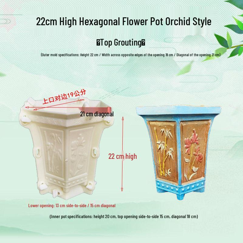 High-Leg Cement Flower Pot Mold - Six-Sided, Thick Plastic for Balcony Bonsai