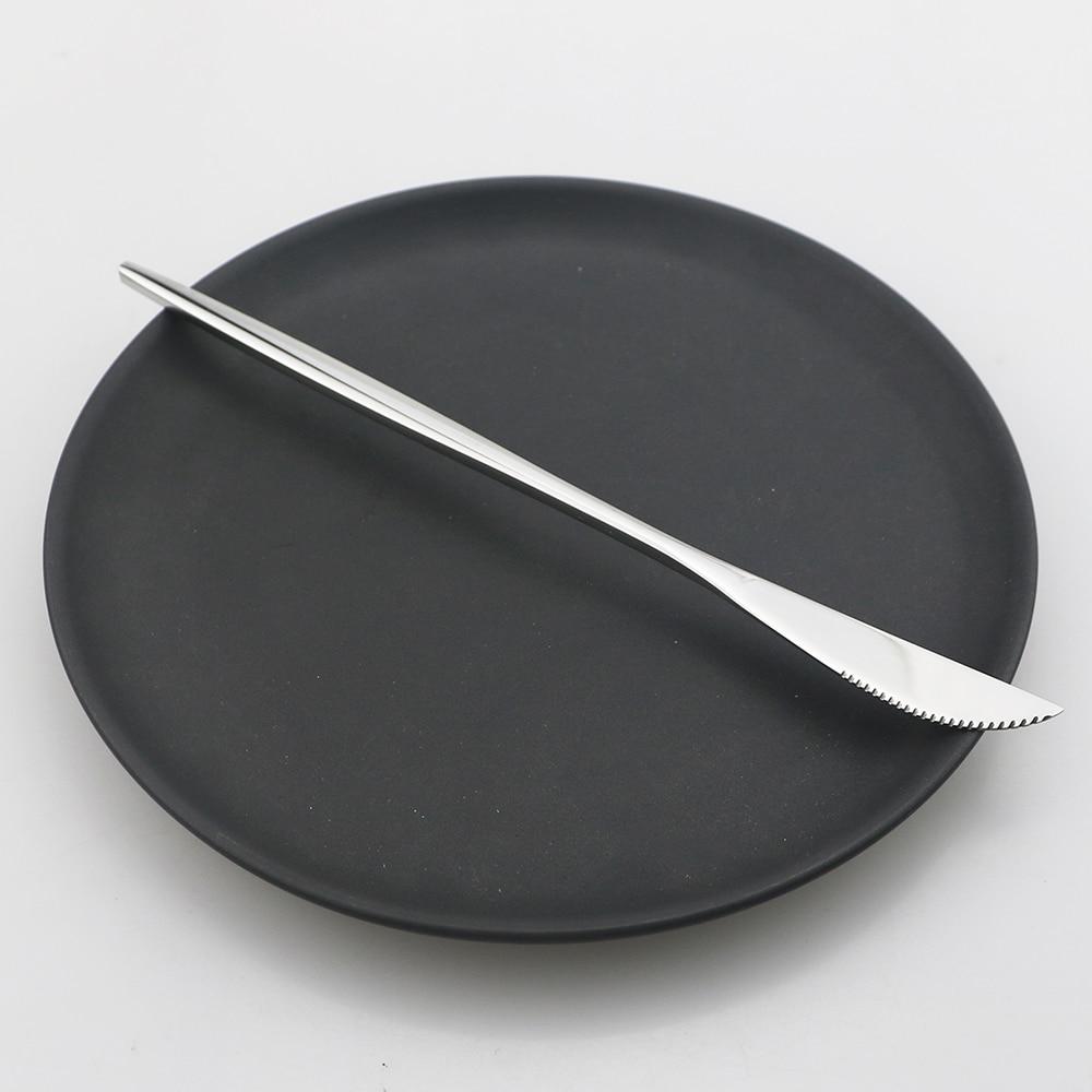 6Pcs One Set Mirror Stainless Steel Cutlery Set Gold Kitchen Tableware Set Knife Fork Spoon Dinner Set Silverware Dinnerware Set