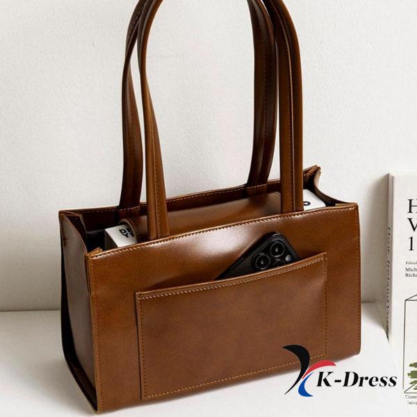 

Розкішна сумка на плече з квадратною кишенькою та довгою ручкою коричневий