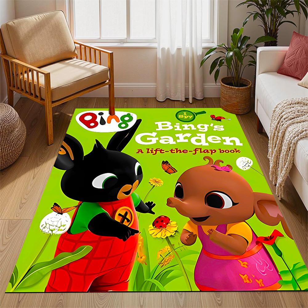 Bing's Birthday Celebration Themed Anti-Slip Rugs - Polyester Home Decor, Suitable for Bedrooms, Living Rooms, Doorways, Studios, and Decorations