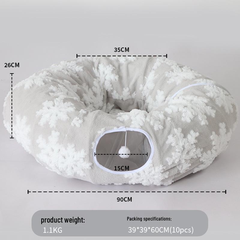 Plush Foldable Cat Tunnel & Cozy Pet Bed Combo
