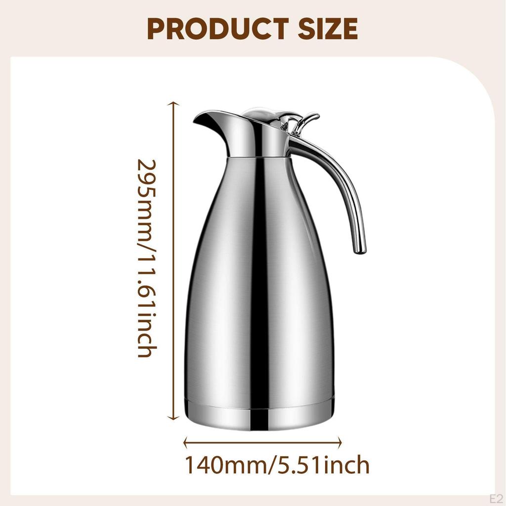 Stainless Steel Coffee Carafe Beverage Jar Water Jug Sealed Lid Pitcher for Lemonade Liquids