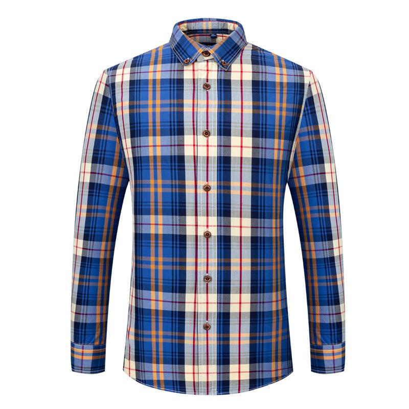CHEST S-4XL Cotton Men's New Plaid Long Sleeve Shirt Spring Cotton Casual Shirt Slim Fit Inch Shirt